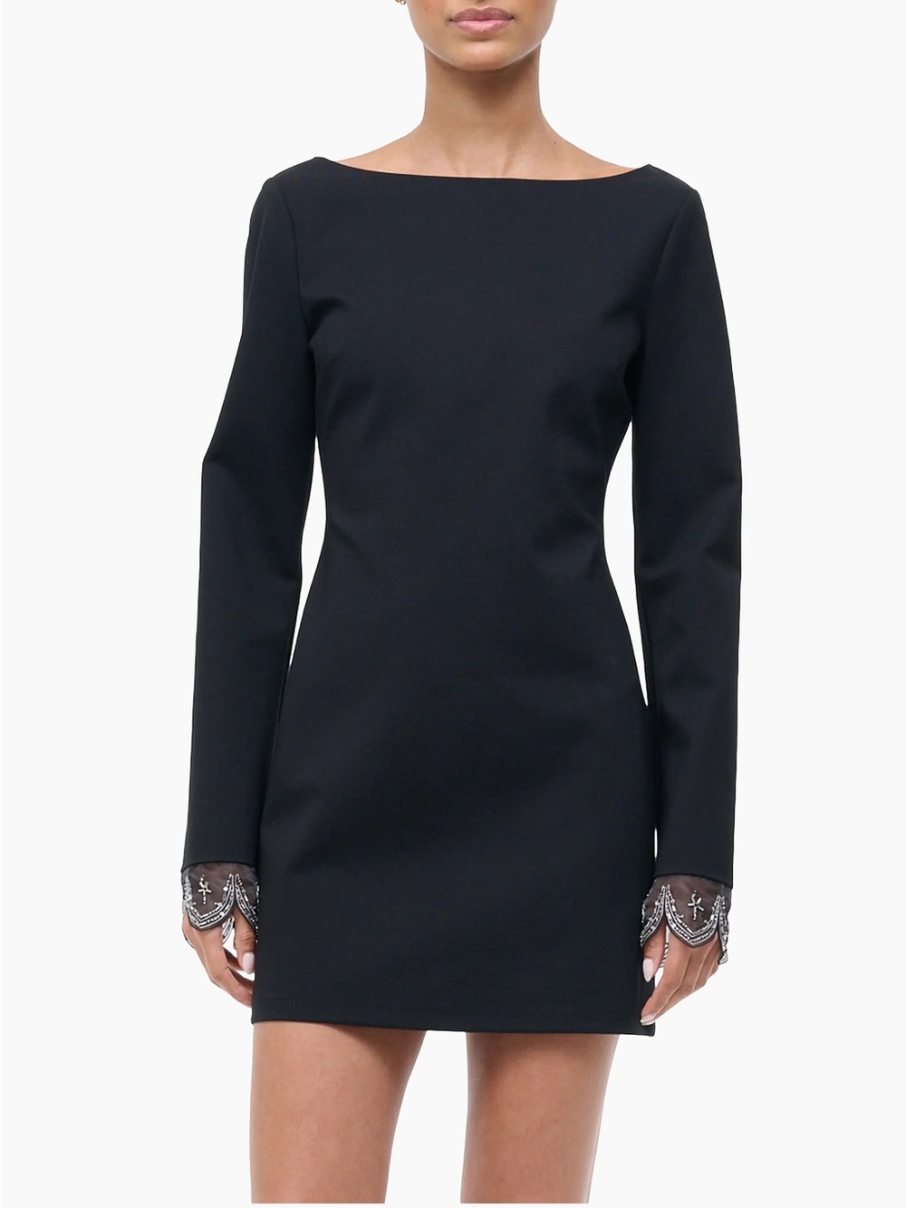 Staud Hunter Beaded-Cuff Minidress